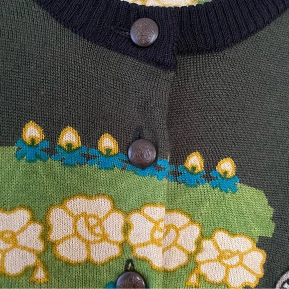 The Knitted Dove Who's Who Owl Wool Blend Sweater Cardigan Artsy Teacher Sz L - Picture 3 of 10